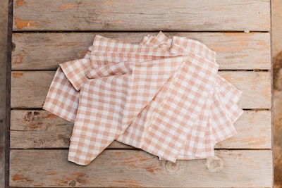 100% French Flax Linen Napkin (Set of 6)-Pink Gingham
