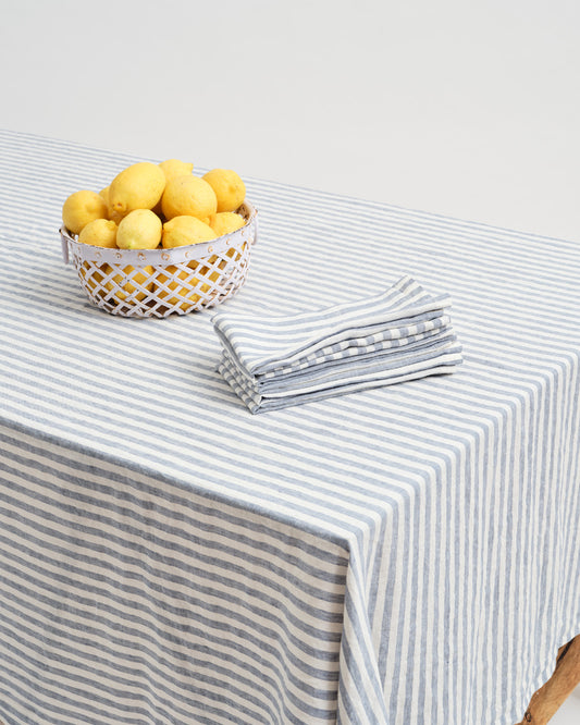 Inspired Table 100% French Linen Napkin (Set of 6) – Blue Stripe