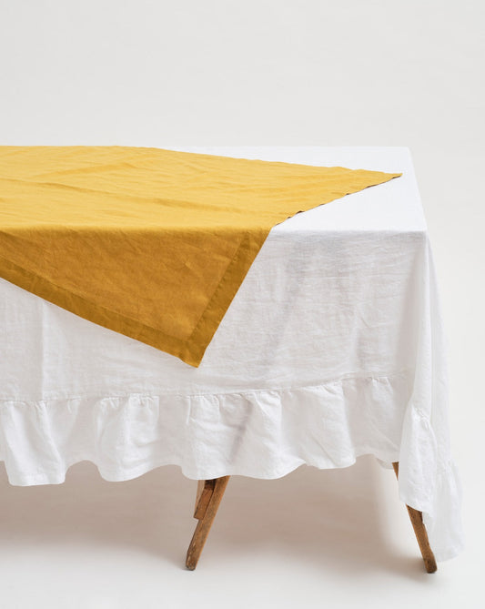 Inspired Table 100% French Linen Table Topper – Mustard