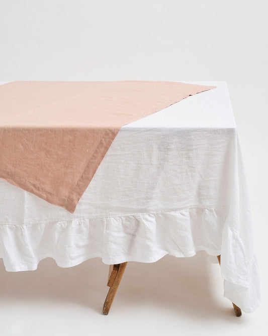 Inspired Table 100% French Linen Table Topper – Pink Clay